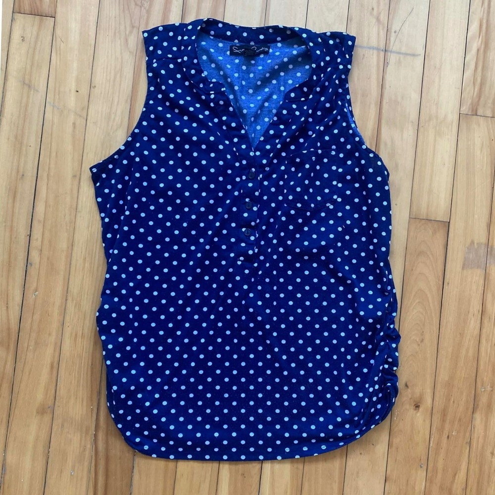 Black & White Polka Dot Sleeveless Blouse Shirt Top Medium
